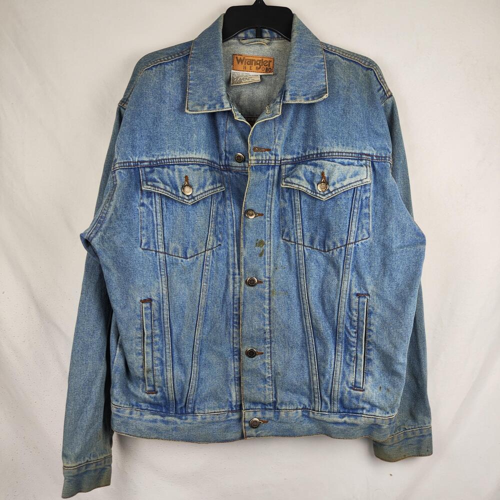 Wrangler Hero Jacket Mens Medium Blue Denim Button Front Trucker 92511 Western
